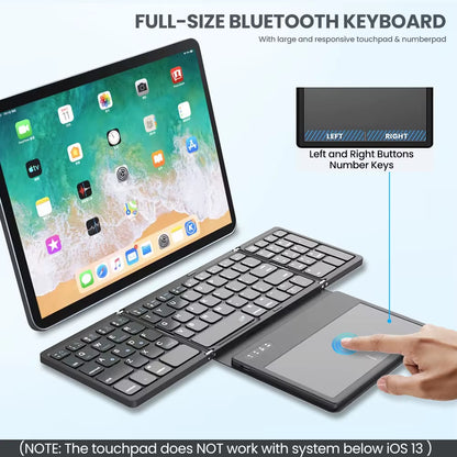 Portable Quadruple Folding Wireless Bluetooth Keyboard with Touchpad for Windows Android IOS Tablet IPad Phone