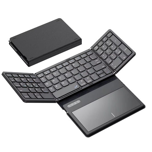 Portable Quadruple Folding Wireless Bluetooth Keyboard with Touchpad for Windows Android IOS Tablet IPad Phone