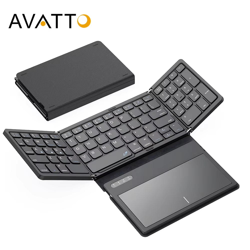 Portable Quadruple Folding Wireless Bluetooth Keyboard with Touchpad for Windows Android IOS Tablet IPad Phone