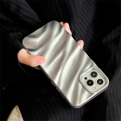 Luxury 3D Silver Silk Pattern Phone Case for IPhone Shockproof Soft Back Cover